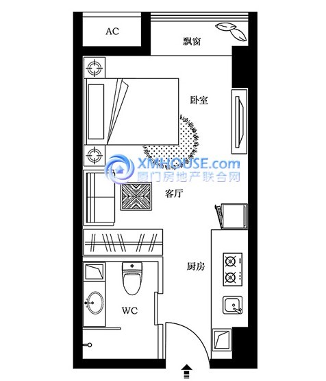 一房一厅一卫  建筑面积约29㎡